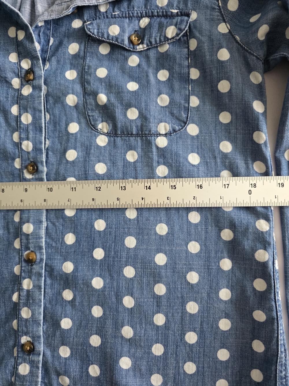 BDG Womens Polka Dot Chambray Shirt Button Down Blue Size M Casual - Picture 6 of 10